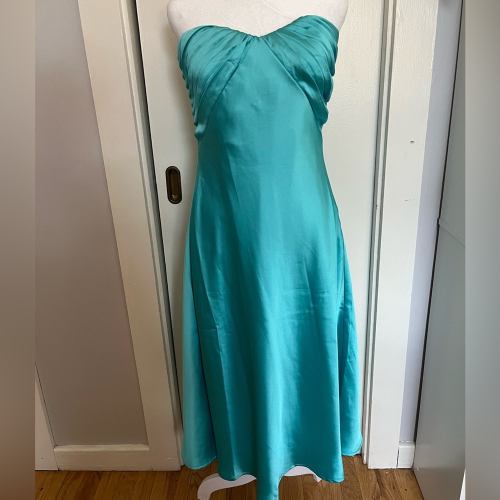 Strapless Satin Aqua Dress